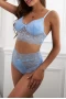 Women's Blue Crochet Lace Splicing Lingerie Set