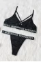 Women's Criss Cross Letter Print Bralette Set