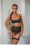 Women's Green Lace Sexy 3 Piece Lingerie Set