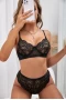 Women's Black Sexy Lace 2 Piece Lingerie Set