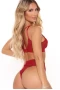 Women's Red Criss Cross Lace Mesh Splicing Lingerie Set