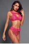 Women's Rosy Seductive Lace 3 Piece Lingerie Set