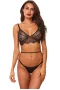 Women's Black Crochet Lace Bra And Thong Lingerie Set