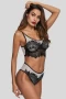 Women's Eyelash Lace Sheer Mesh 2 Piece Lingerie Set