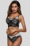 Women's Eyelash Lace Sheer Mesh 2 Piece Lingerie Set