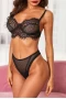 Women's Black Demi Bra Full on Glam 2 Piece Lingerie Set