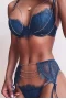 Women's Blue Rhinestone Lace 2 Piece Lingerie Set