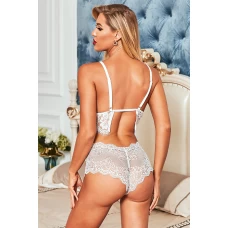 Women's White Secret Love Lace 2 Piece Lingerie Set