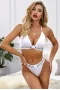 Women's White Triangle Bra And Thong Lingerie Set