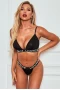 Women's Black Triangle Bra And Thong Lingerie Set