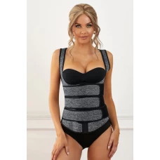 Women‘s Gray Zipper Front 9 Steel Bones Neoprene Belt Waist Trainer