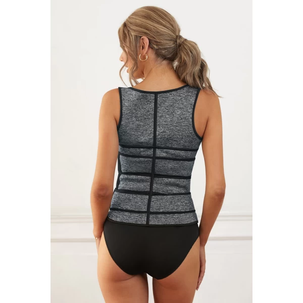 Women‘s Gray Zipper Front 9 Steel Bones Neoprene Belt Waist Trainer