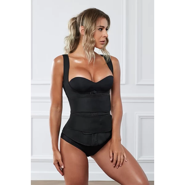 Women‘s Black Latex Underbust Sport Girdle Waist Trainer