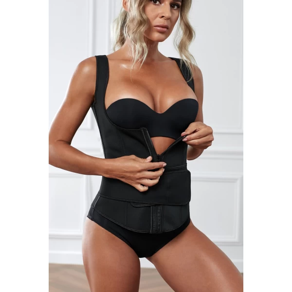 Women‘s Black Latex Underbust Sport Girdle Waist Trainer