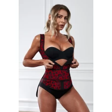 Women‘s Red Leopard Latex Underbust Sport Girdle Waist Trainer