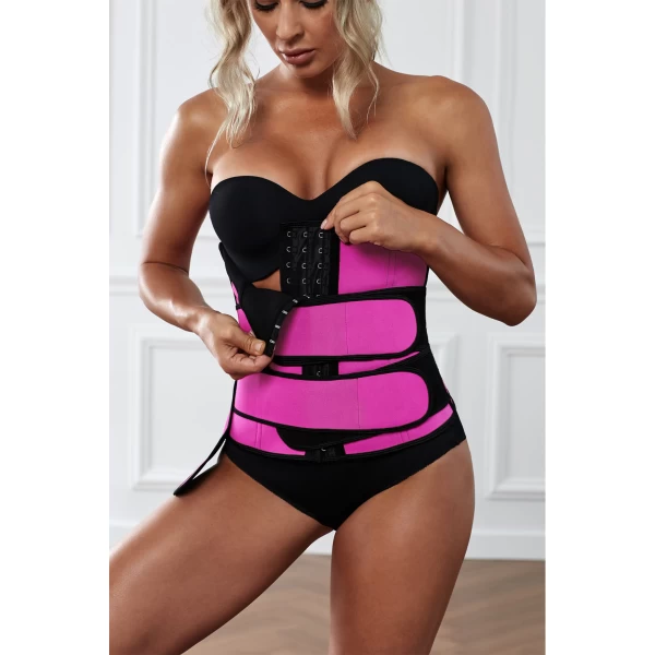 Women‘s Rose 9 Steel Bones Latex Belt Waist Trainer with Hook