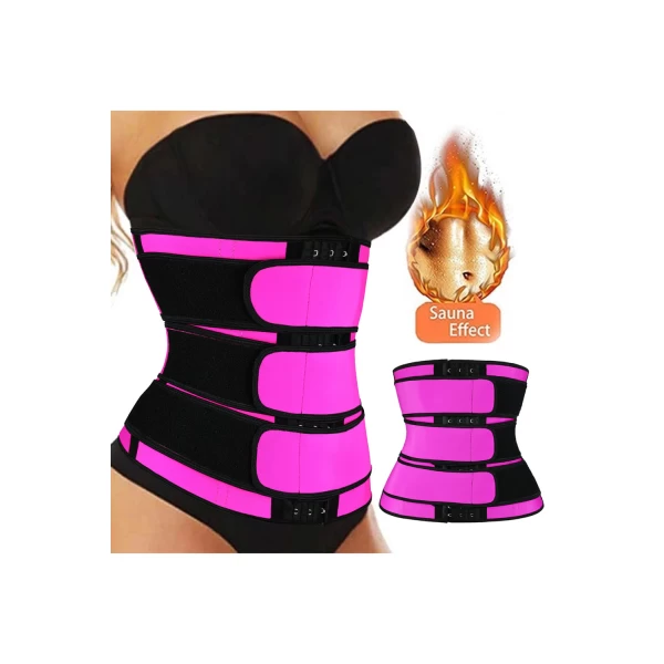 Women‘s Rose 9 Steel Bones Latex Belt Waist Trainer with Hook