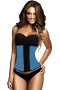 Women‘s Blue Steel Bone Latex Under Bust Corset