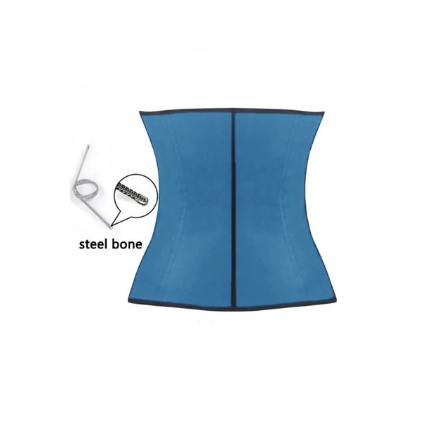 Women‘s Blue Steel Bone Latex Under Bust Corset