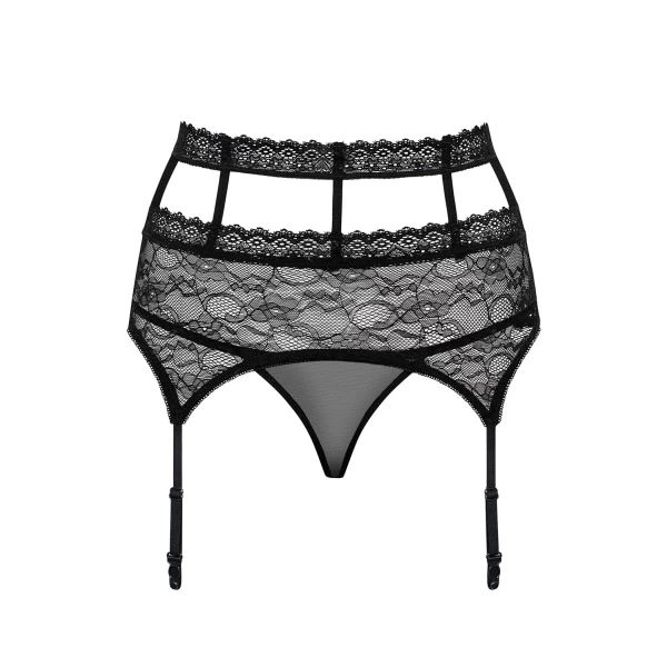 Women's Black Lace Cage Garter Belt