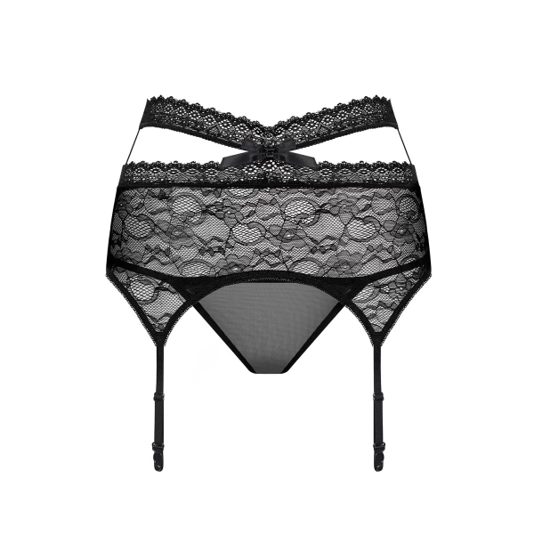 Women's Black Lace Cage Garter Belt