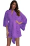 Women's Purple Belted Lace Kimono Robe