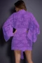 Women's Purple Belted Lace Kimono Robe