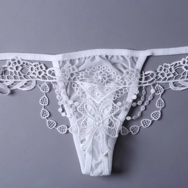 Women‘s White Embroidered Beaded Lady Knicker