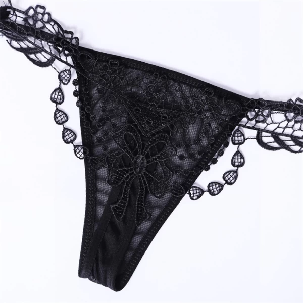 Women‘s Black Embroidered Beaded Lady Knicker