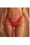 Women‘s Red Beaded Chains Embroidered Lace Thong