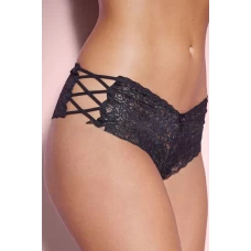 Women‘s Black Crisscross Hollow-out Sides Lace Thong Panty