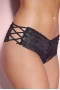 Women‘s Black Crisscross Hollow-out Sides Lace Thong Panty