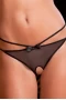 Women‘s Black Dual Bow Open Crotch Translucent Panty