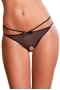 Women‘s Black Dual Bow Open Crotch Translucent Panty