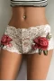 Women‘s White Sheer Embroidery Floral Lace Cheeky Boyshort Underwear