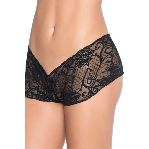 Women‘s Black Hollow Out Lace Package Hip Underwear