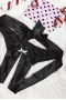 Women‘s Black Satin Silk Bowknot Crotchless Thong