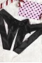 Women‘s Black Satin Silk Bowknot Crotchless Thong