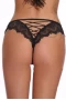 Women‘s Black Crisscross Back V Shape Lace Thong