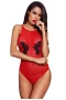 Women's Red Mesh and Guipure Lace Teddy
