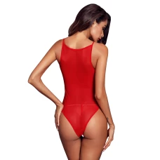 Women's Red Mesh and Guipure Lace Teddy