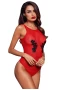 Women's Red Mesh and Guipure Lace Teddy