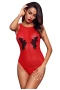 Women's Red Mesh and Guipure Lace Teddy