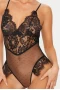 Women's Black Lace Mesh Teddy