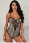 Women's Snake Printed Spaghetti Strap Backless Teddy