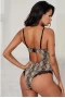 Women's Snake Printed Spaghetti Strap Backless Teddy