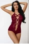 Women's Wine Red Strappy Lace Goth Teddy