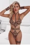 Women's Leopard Strappy Hollow-out Backless Teddy
