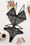 Women's Black Strappy Hollow-out Backless Lace Teddy