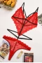 Women's Red Strappy Hollow-out Backless Lace Teddy